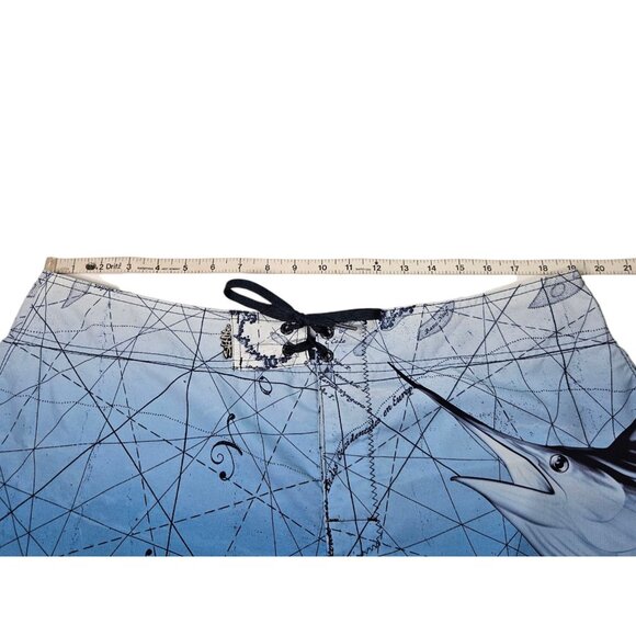 Salt Life SLX-QD Vapor Stretch Board Swim Shorts Marlin Fish Print Men's 38 Blue - Picture 9 of 12